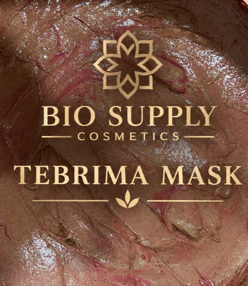 Brown cosmetic texture labeled Tebrima Mask